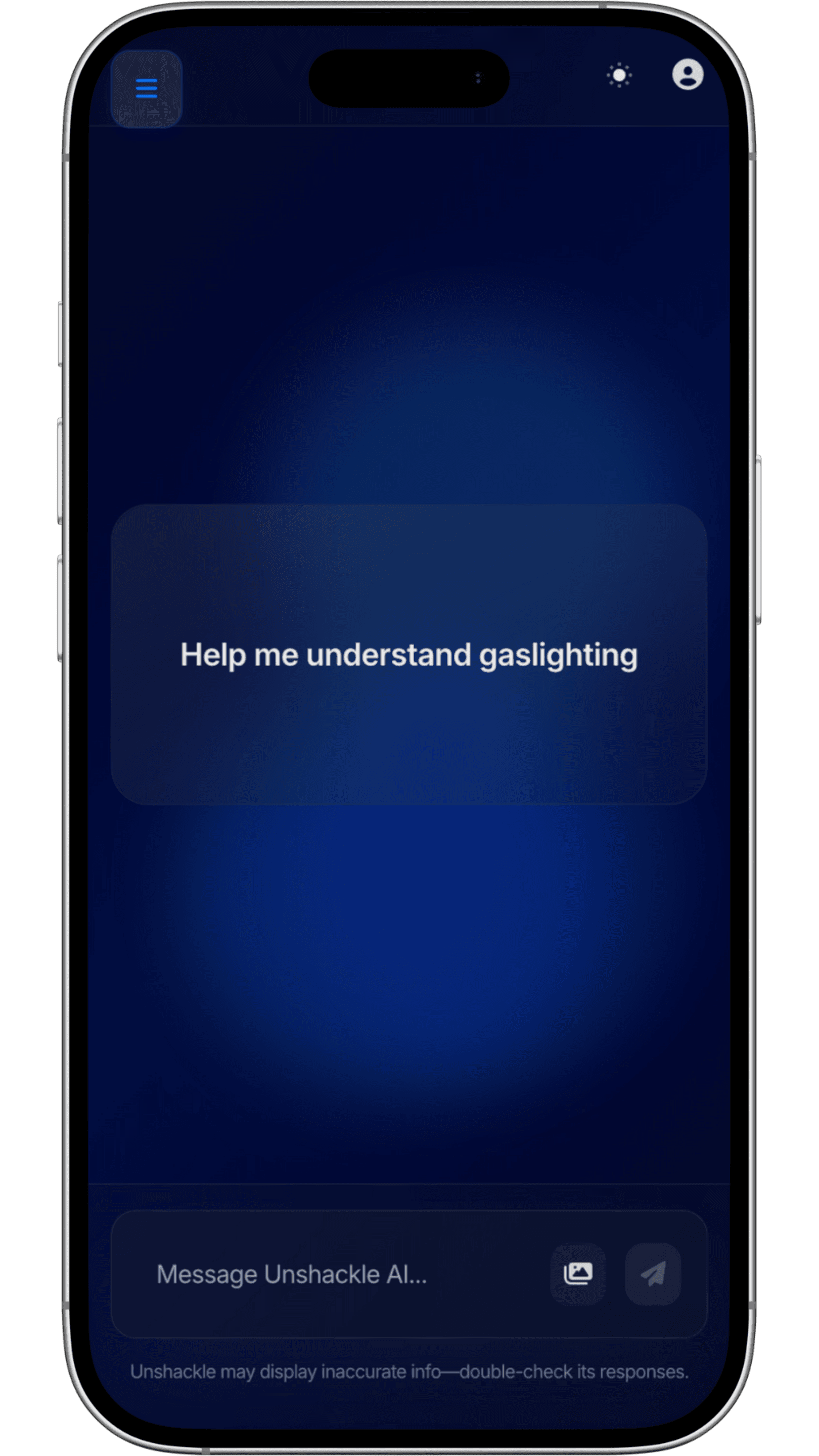 Unshackle AI chat interface showing gaslighting support query